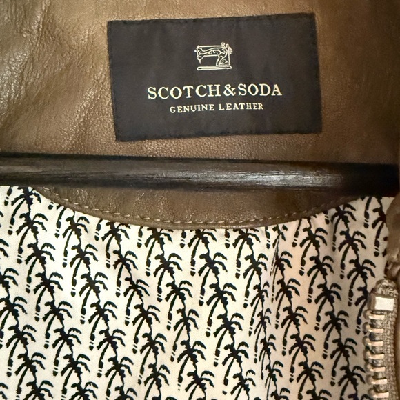 Like-new Scotch & Soda Men's Olive Leather Jacket - Picture 7 of 8